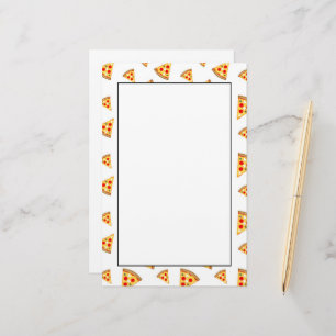Cool and fun pizza slices pattern on white stationery