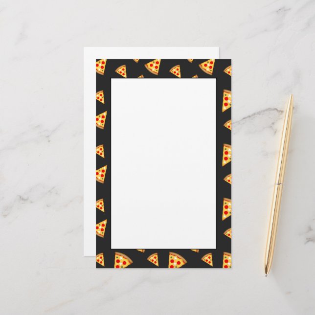 Cool and fun pizza slices pattern stationery (Front/Back In Situ)