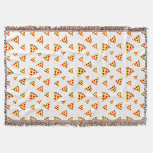 Cool and fun pizza slices pattern white throw blanket