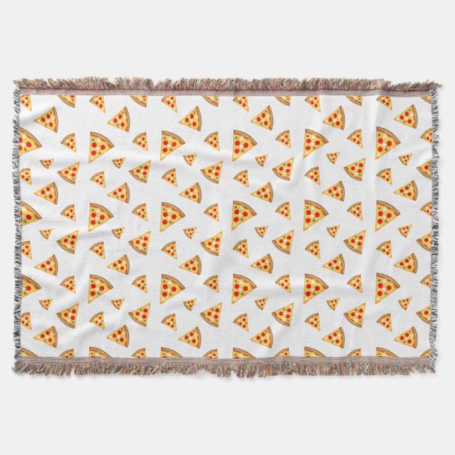 Cool and fun pizza slices pattern white throw blanket (Front)