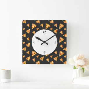Cool and fun pizza slices pattern with numbers square wall clock