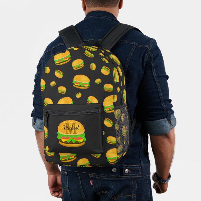 Cool and fun yummy burger pattern custom Monogram Printed Backpack (Insitu (Model))