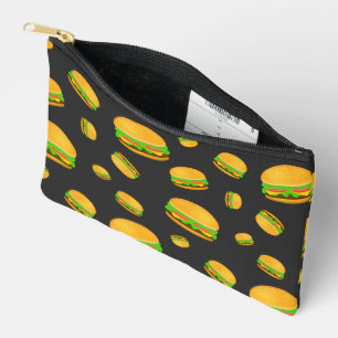 Cool and fun yummy burger pattern dark grey accessory pouch