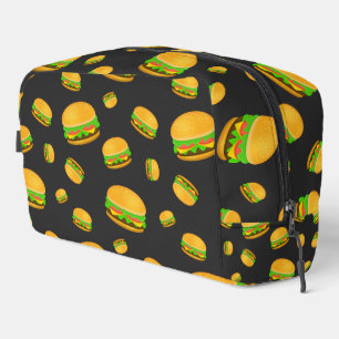 Cool and fun yummy burger pattern dark grey dopp kit