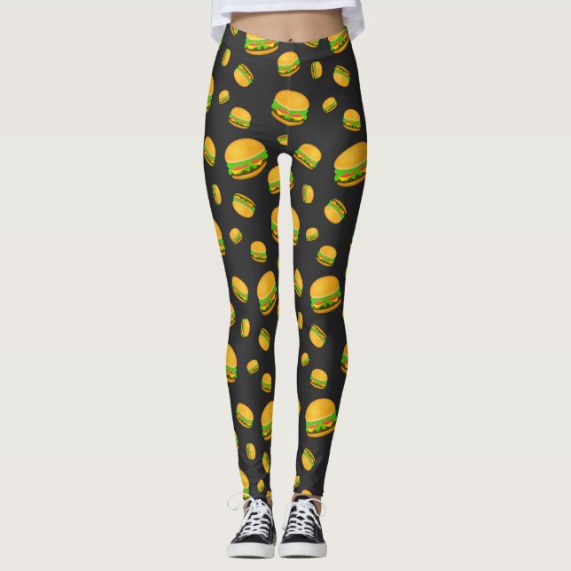 Cool and fun yummy burger pattern leggings (Front)