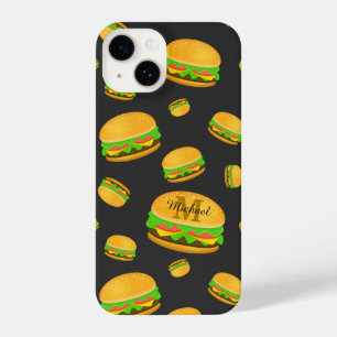 Cool and fun yummy burger pattern Monogram iPhone 14 Case