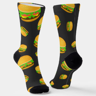 Cool and fun yummy burger pattern socks