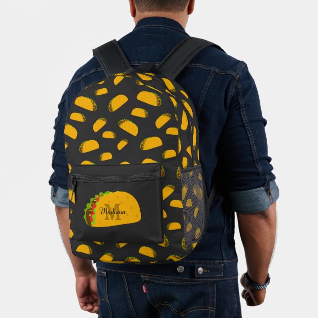 Cool and fun yummy taco pattern custom Monogram  Printed Backpack (Insitu (Model))