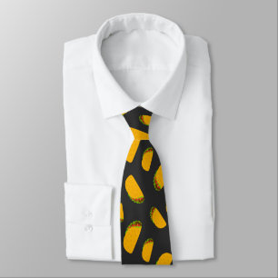 Cool and fun yummy taco pattern dark gray tie