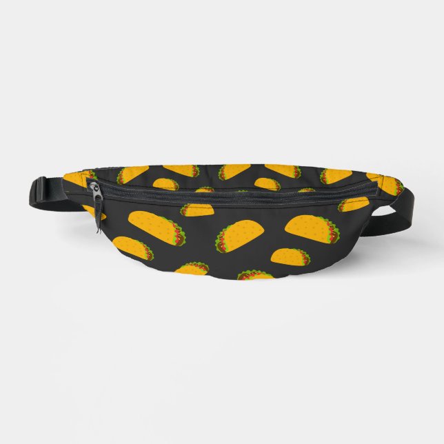 Cool and fun yummy taco pattern dark grey bum bags (Front)