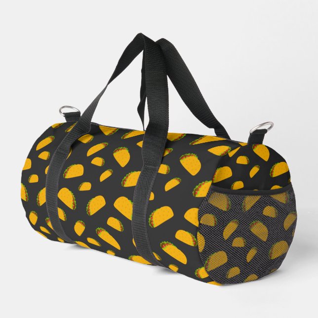 Cool and fun yummy taco pattern dark grey duffle bag (Right Corner)
