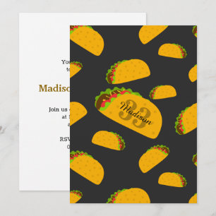 Cool and fun yummy taco pattern Monogram Invite