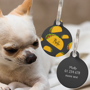 Cool and fun yummy taco pattern Monogram Pet Tag