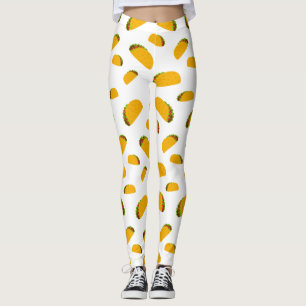 Cool and fun yummy taco pattern white leggings
