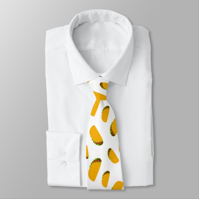 Cool and fun yummy taco pattern white tie (Tied)