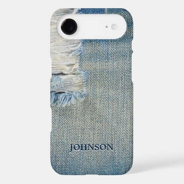 Cool and Funny Blue Jean Threads Custom Monogram Case-Mate iPhone Case (Back)