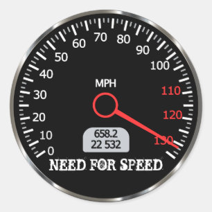 Cool And Funny Car Speedometer Classic Round Sticker