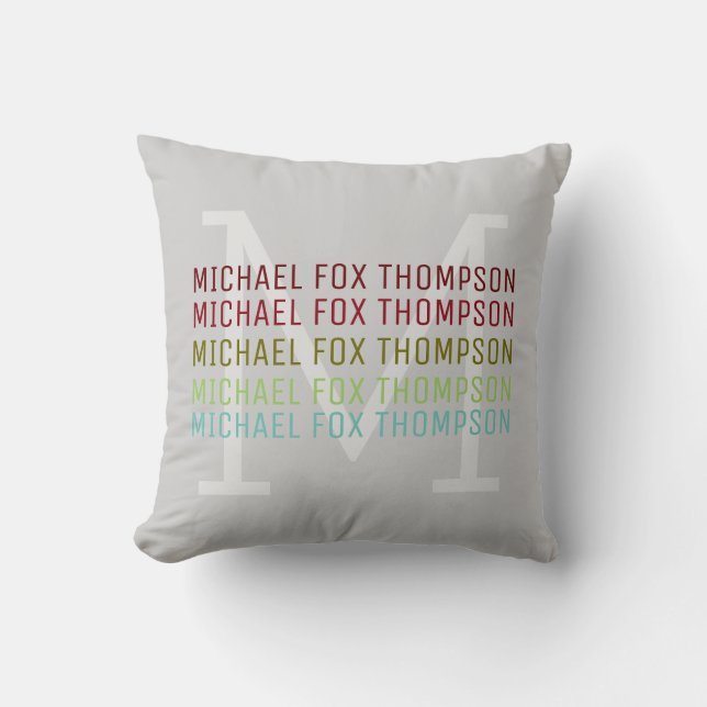 cool and modern monogram on light-grey cushion (Front)