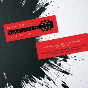 Cool and Modern Music Teacher Red Colour Mini Business Card