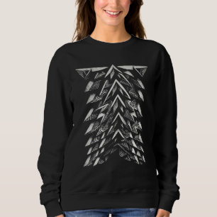 Cool and Rugged Abstract Fishbone Design Sweatshirt