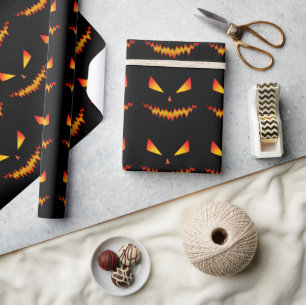 Cool and scary Jack O'Lantern face Halloween Wrapping Paper