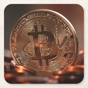 Cool and Shiny Bitcoin Stash Square Paper Coaster