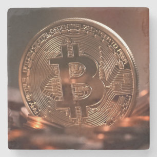 Cool and Shiny Bitcoin Stash Stone Coaster