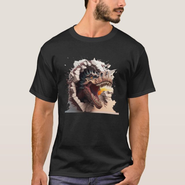 Cool angry dinosaur Tyrannosaurus Rex  4 T-Shirt (Front)