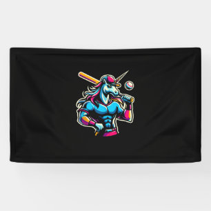 Cool Angry Unicorn Playing Baseball Ball Bat Baseb Banner