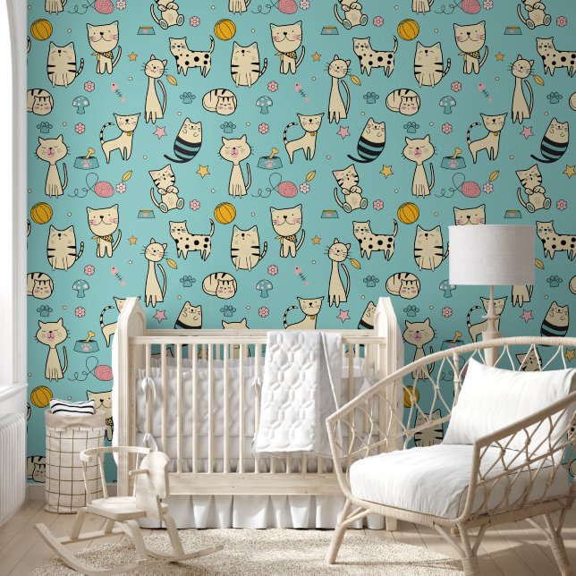 Cool Animal Pattern - Cute Cats 1 Wallpaper (Kids)