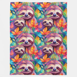 Cool Animal Pattern - Cute Sloth 1 Fleece Blanket