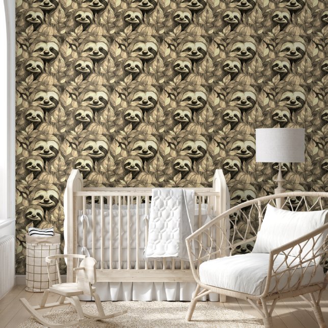 Cool Animal Pattern - Cute Sloth 1a Wallpaper (Kids)