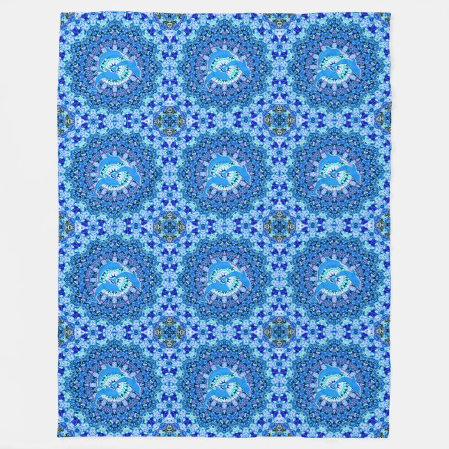Cool Animal Pattern - Mandala Dolphins 1 Fleece Blanket (Front)