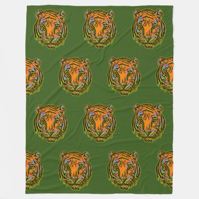 Cool Animal Pattern - Tiger Head 1 Fleece Blanket (Front)