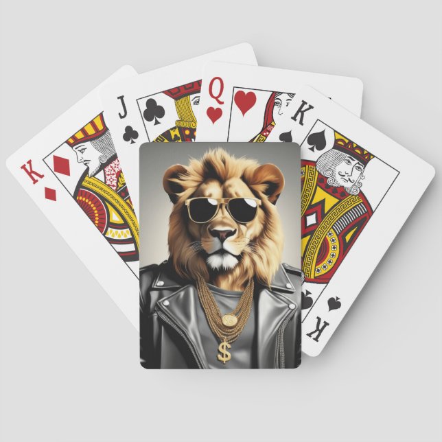 Cool Animal With A Leather Jacket And Sunglasses Playing Cards (Back)