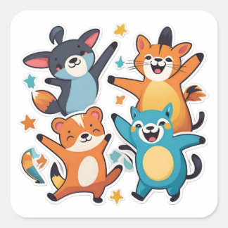 Cool animals square sticker