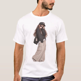 Cool Anime Girl in Streetwear Oversized Fashion T-Shirt