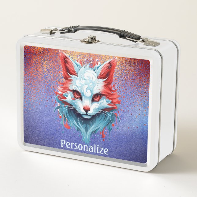 Cool Anime Magical Feline Cat Goth Personalised  Metal Lunch Box (Front)