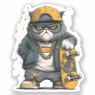 Cool Anthropomorphic Cat in Hip Hop Attire
