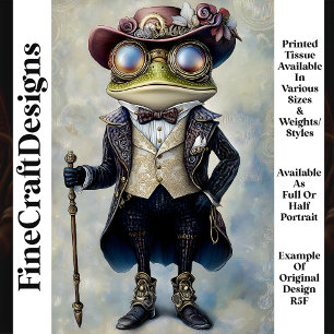 Cool Anthropomorphic Steampunk Frog R5F Decoupage Tissue Paper