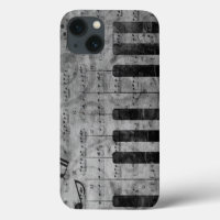 Cool antique grunge effect piano music notes