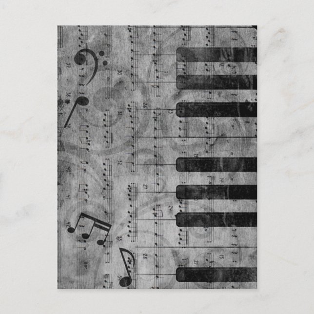 Cool antique grunge effect piano music notes postcard (Front)
