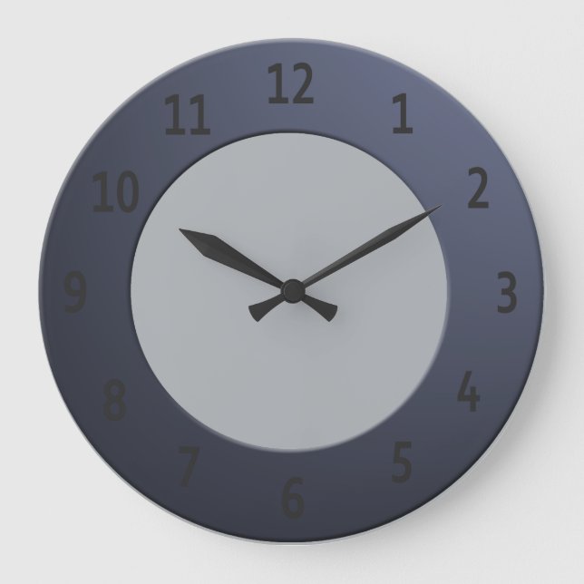Cool any Colour Black Digits on Blue Frame Large Clock (Front)
