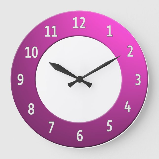 Cool any Colour White Digits on Pink Frame Large Clock (Front)