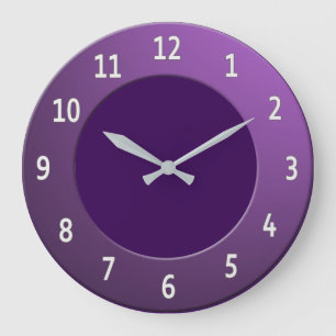 Cool any Colour White Digits on Purple Frame Large Clock