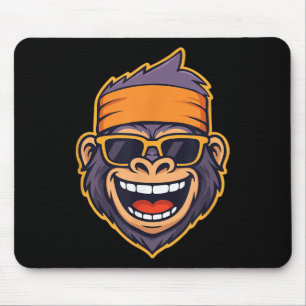 Cool Ape Gorilla Head Funky Monkey Retro Bandanna Mouse Pad