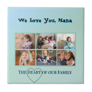 Cool Aqua 6-Photo Family Tribute Tile
