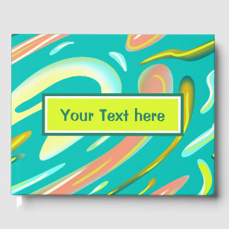 Cool Aqua Abstract Liquid style modern painting Guest Book