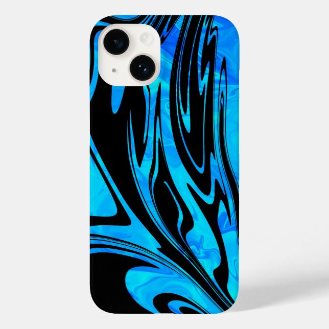 Cool Aqua and Black Liquid Wave Case-Mate iPhone Case (Back)