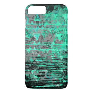 Cool Aqua and Grey Tribal Triangles Grunge Case-Mate iPhone Case